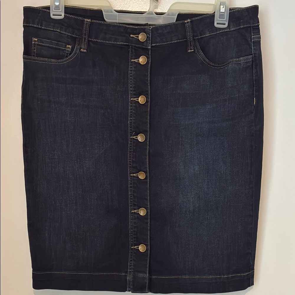 Denim Button-Front Skirt